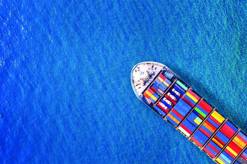 Container ship at sea